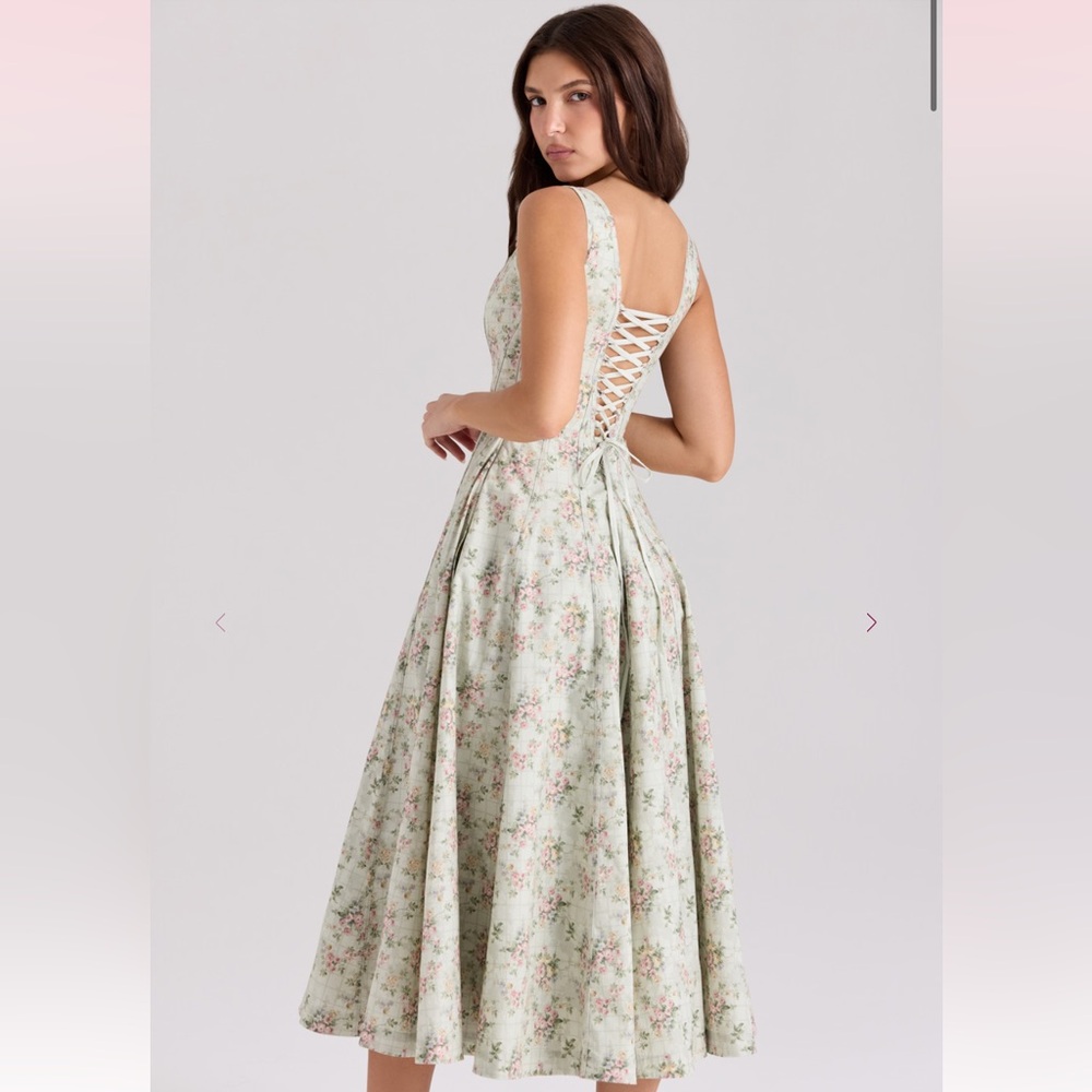 House of CB MARIABELLA Sage Floral Midi Dress - Picture 3 of 6